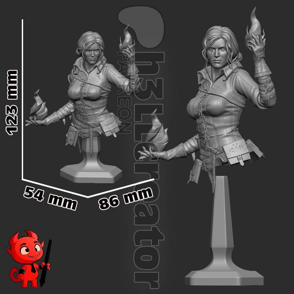 Triss Merigold from The Witcher (fan art) | Full Model | Miniature scale 1:12 | h3LL Creator | DIY Model Kit