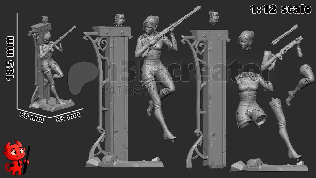 Caitlyn from Arcane (fan art) | Full Model or Bust | Miniature scale 1:12 | h3LL Creator | DIY Model Kit