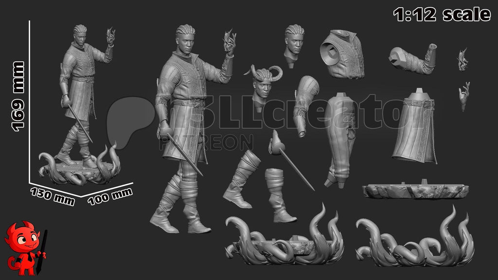 Wyll from Baldurs Gate 3 (fan art) | Full Model or Bust | Miniature scale 1:12 | h3LL Creator | DIY Model Kit