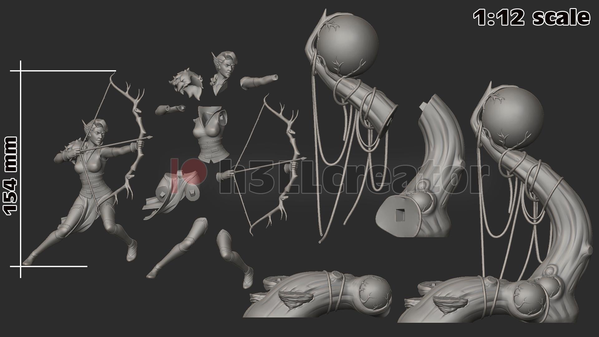 Vex'ahlia from Critical Role - Legends of Vox Machina (fan art) | Miniature scale 1:15 | h3LL Creator | DIY Model Kit