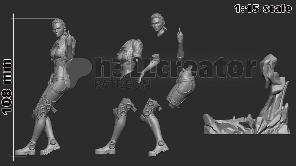 Jack from Mass Effect (fan art) | Miniature scale 1:15 | h3LL Creator | DIY Model Kit