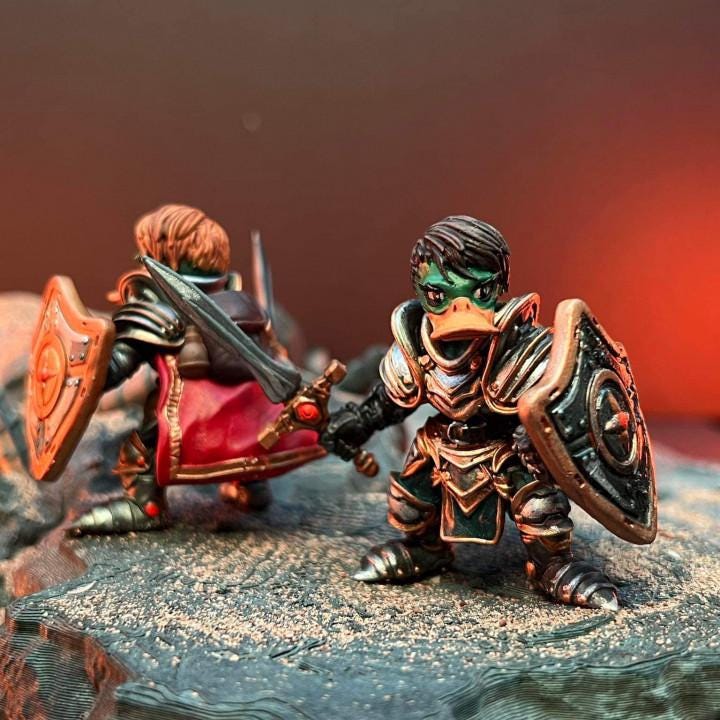 Daki of Quacksonia Mallard Knight | Papsikels, Resin Miniature - Tabletop miniature - Fantasy Miniature - 32mm or 75mm