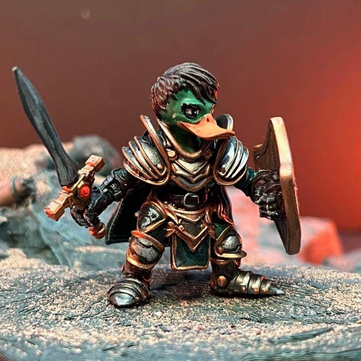 Daki of Quacksonia Mallard Knight | Papsikels, Resin Miniature - Tabletop miniature - Fantasy Miniature - 32mm or 75mm