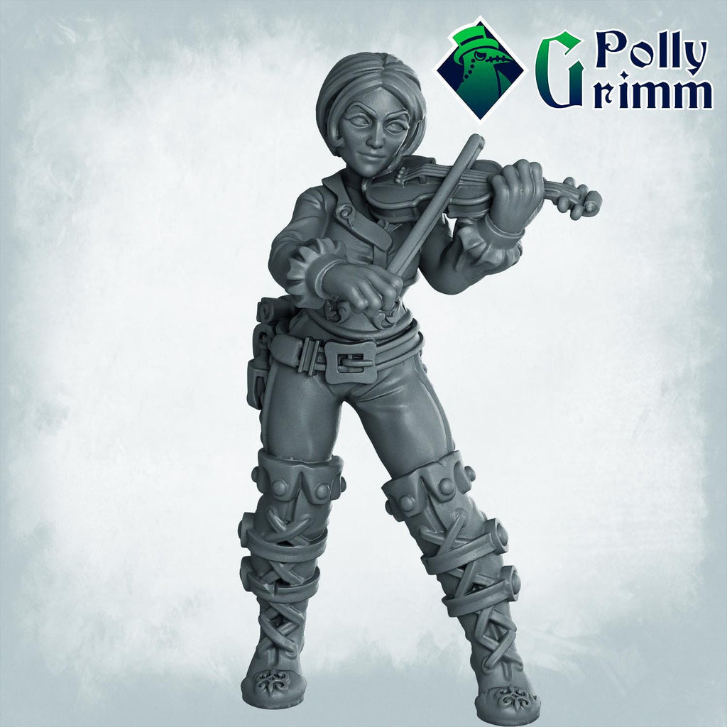 Lupin set half-beast Bard with lute / Violin - Fox Girl - Fantasy historic miniatures for tabletop games. 28mm / 32mm Resin Figures for RPG