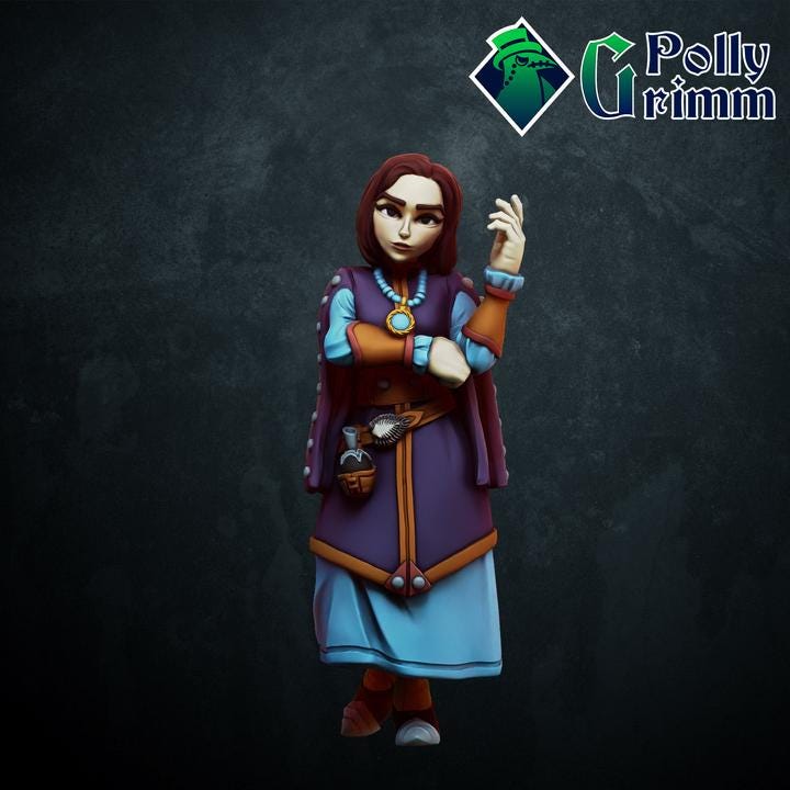 Magical noble girl Witch / Sorceress / Wizard - Fantasy historic miniatures for tabletop games. 28mm / 32mm Resin Figures for RPG