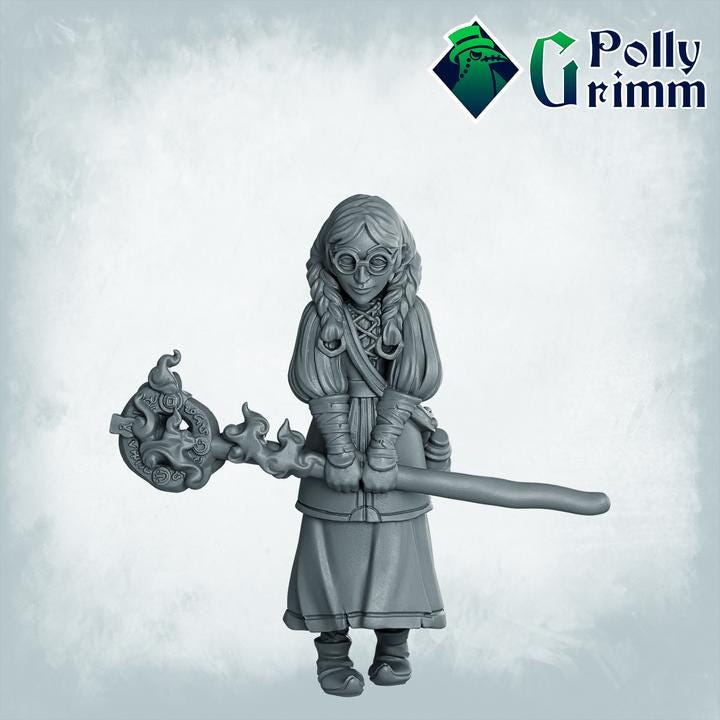 Magical girl Sorceress, Sorcerer, Wizard  - Fantasy historic miniatures for tabletop games. 28mm / 32mm Resin Figures for RPG