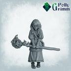 Magical girl Sorceress, Sorcerer, Wizard  - Fantasy historic miniatures for tabletop games. 28mm / 32mm Resin Figures for RPG