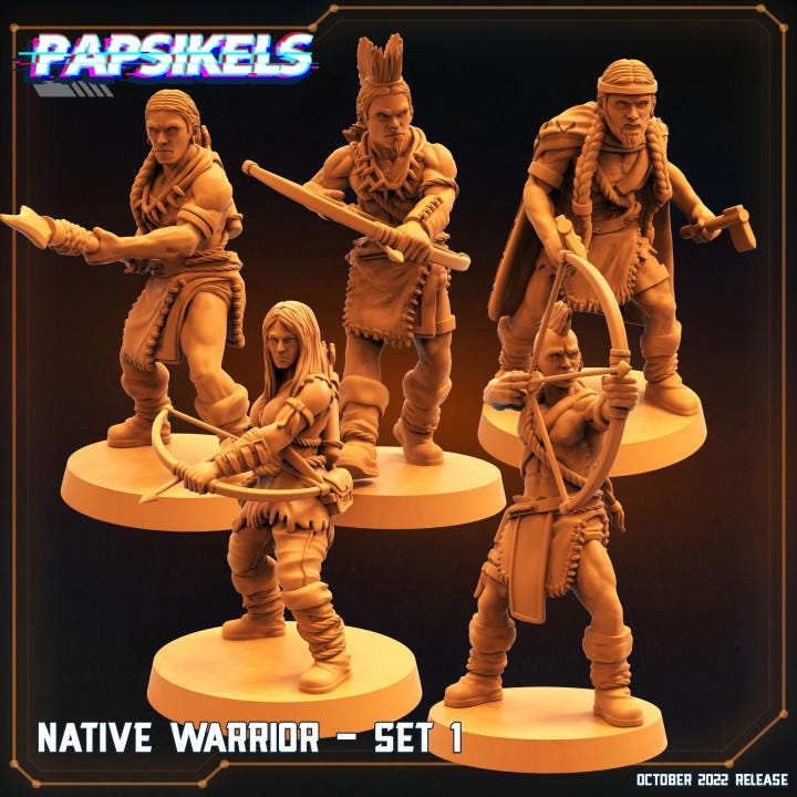 Aliens Vs Humans - Prey - Native Warriors Set 1, Papsikels, 32mm Mini
