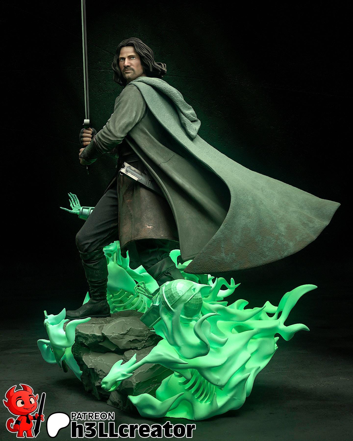 Aaragorn from The Lord of the Rings (fan art) | Full Model or Bust | Miniature scale 1:12 | h3LL Creator | DIY Model Kit