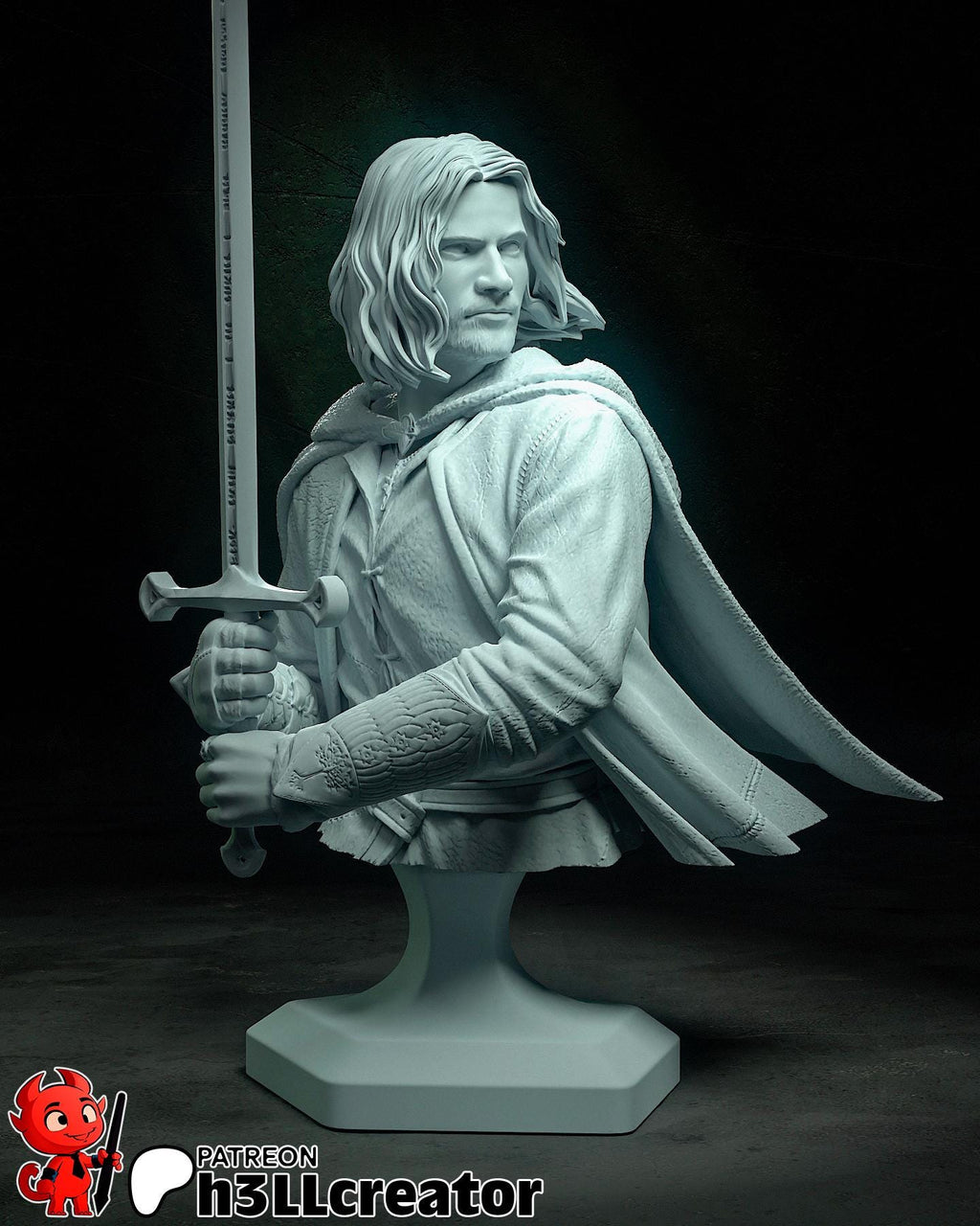Aaragorn from The Lord of the Rings (fan art) | Full Model or Bust | Miniature scale 1:12 | h3LL Creator | DIY Model Kit