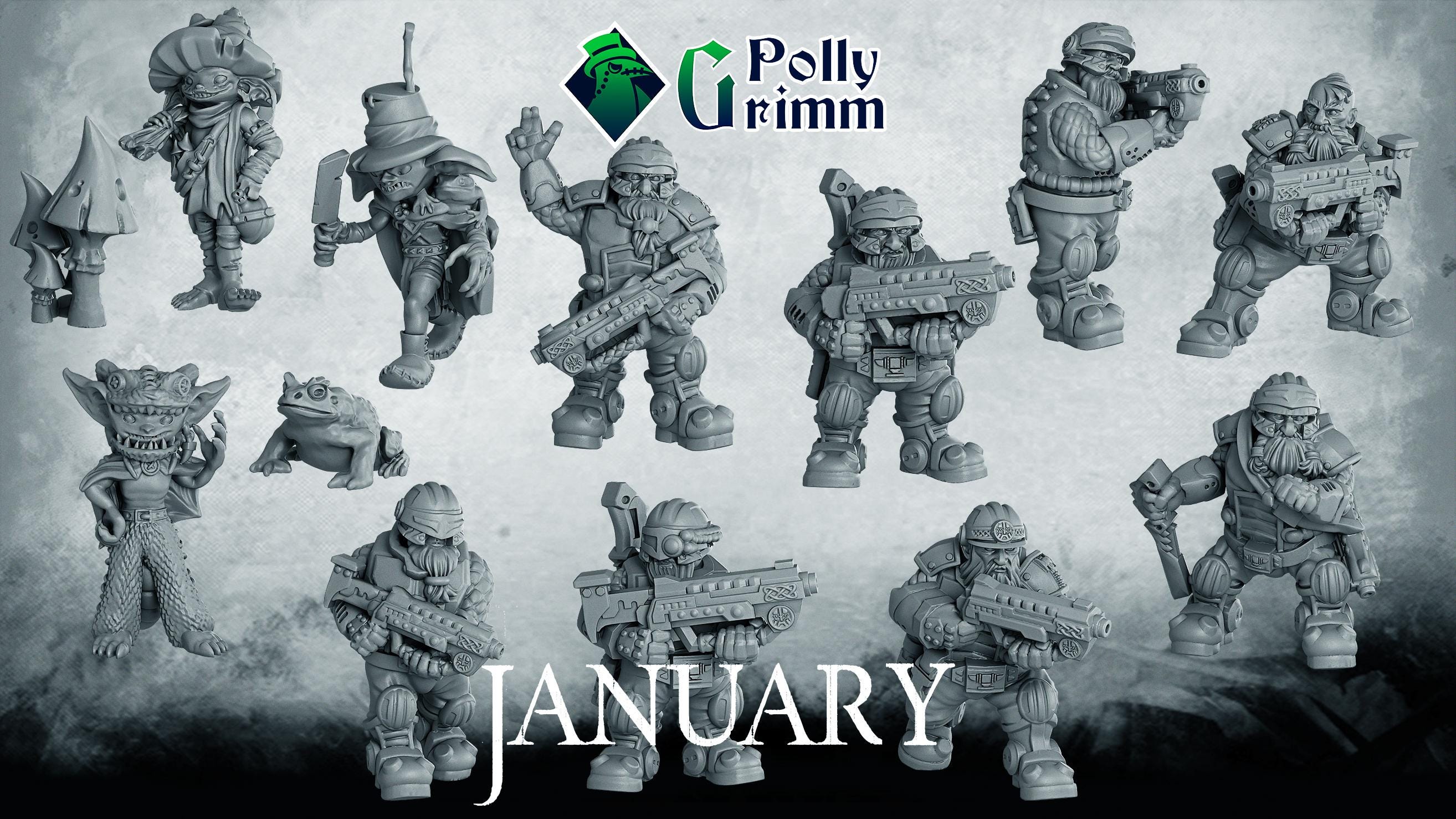 Dwarves set. Space Rocks! Dwarf Miners Set 1 - Sci-fi tabletop miniature. 28mm / 32mm Resin Figures for RPG