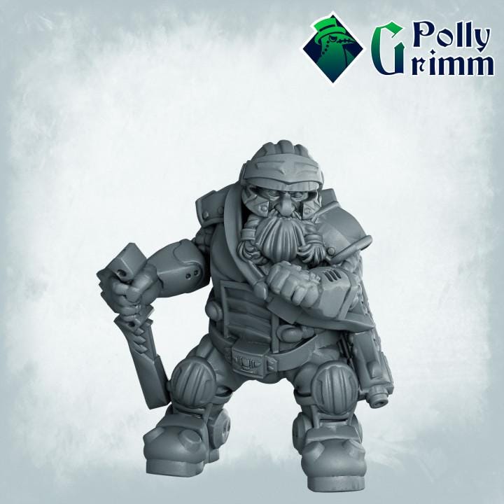 Dwarves set. Space Rocks! Dwarf Miners Set 1 - Sci-fi tabletop miniature. 28mm / 32mm Resin Figures for RPG