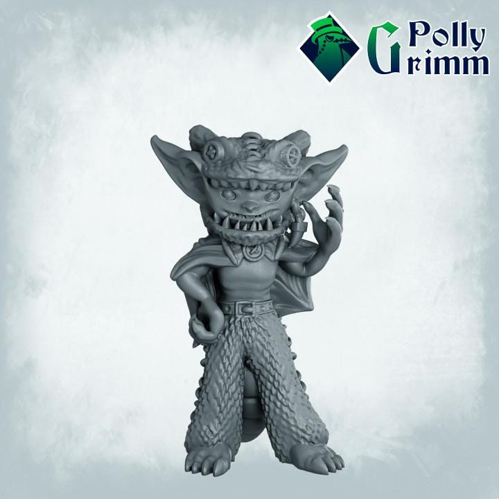 Goblin Dragonborn Druid - Fantasy historic miniatures for tabletop games. 28mm / 32mm Resin Figures for RPG