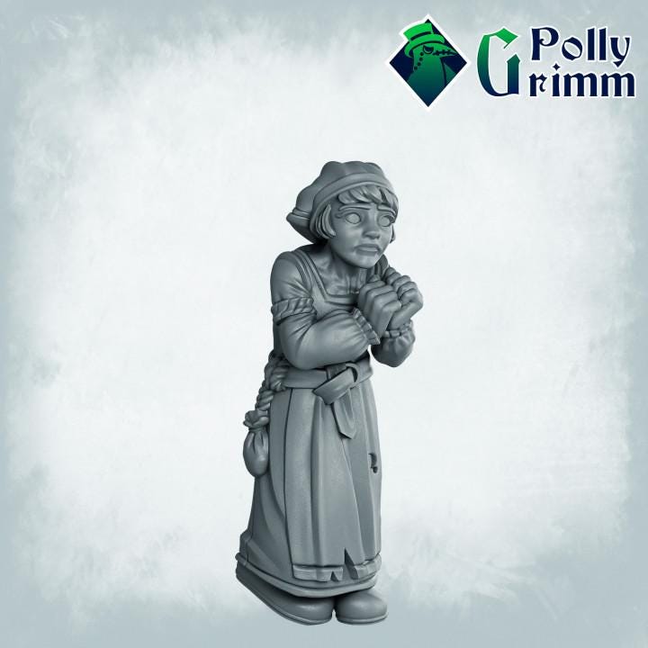 Scared Child. Girl in the Woods - Fantasy historic miniatures for tabletop games. 28mm / 32mm Resin Figures for RPG