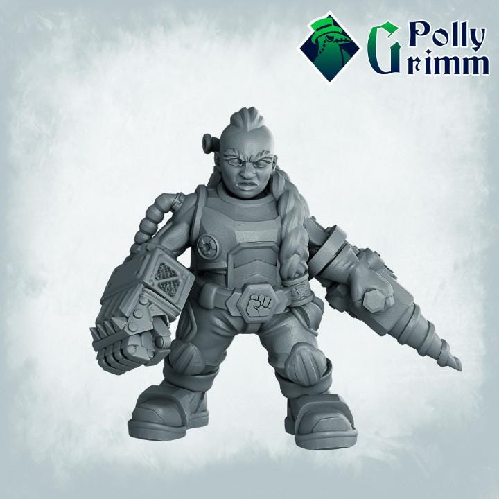 Galaxy Dwarves set. Space Rocks! Dwarf miner Set 2 - Sci-fi tabletop miniature. 28mm / 32mm Resin Figures for RPG