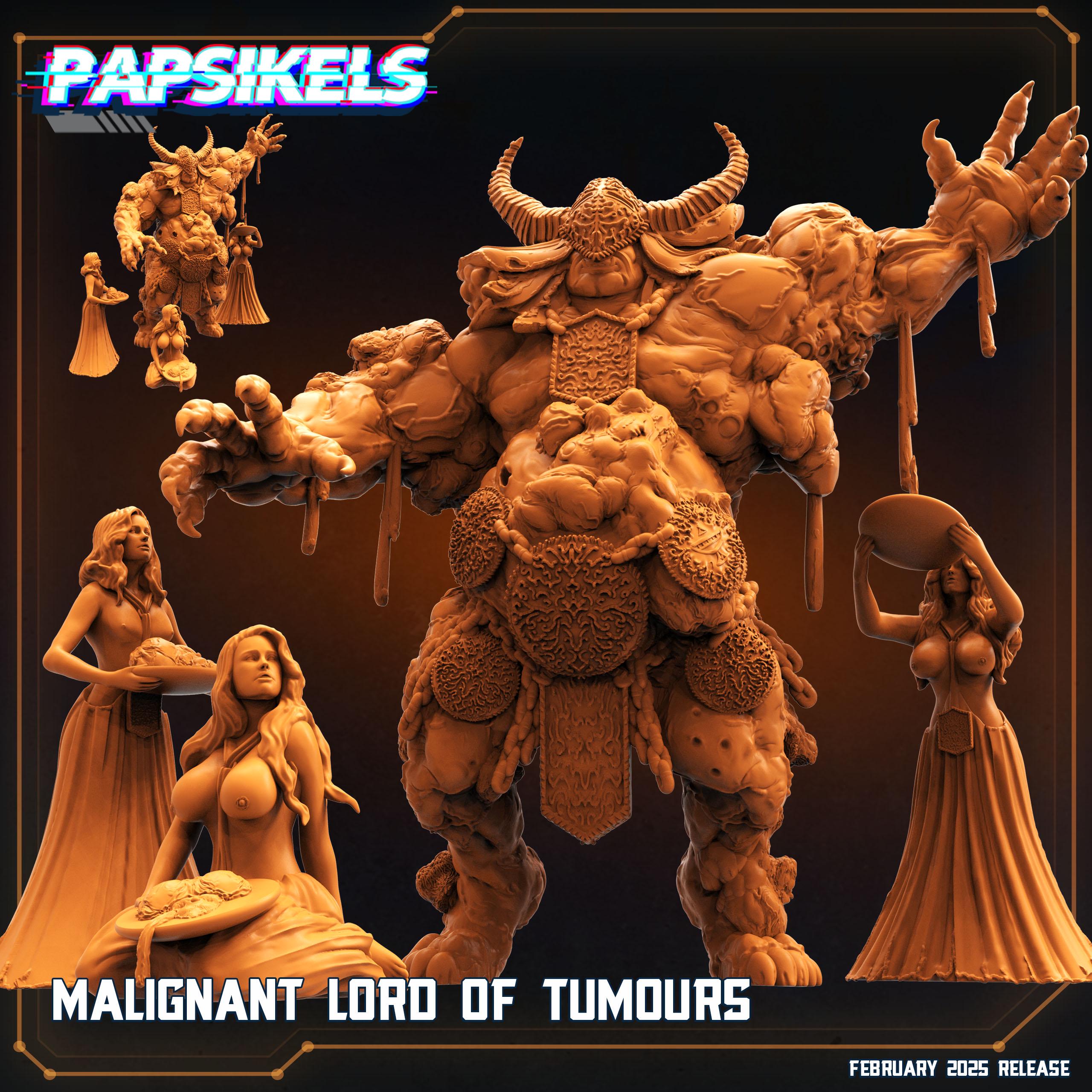 Malignant Lord of Tumours and Worshippers | Trench Crusade | Papsikels Fantasy, Resin Miniature - Tabletop Mini - Fantasy Miniature - 32mm
