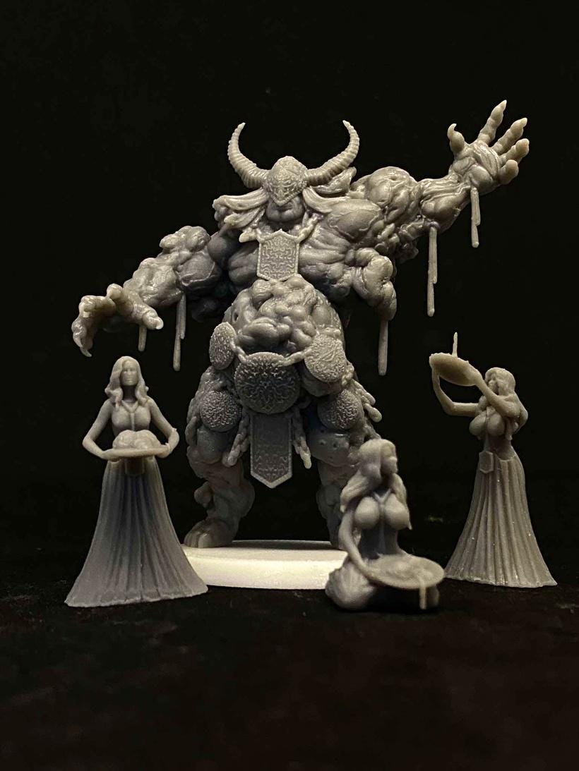 Malignant Lord of Tumours and Worshippers | Trench Crusade | Papsikels Fantasy, Resin Miniature - Tabletop Mini - Fantasy Miniature - 32mm