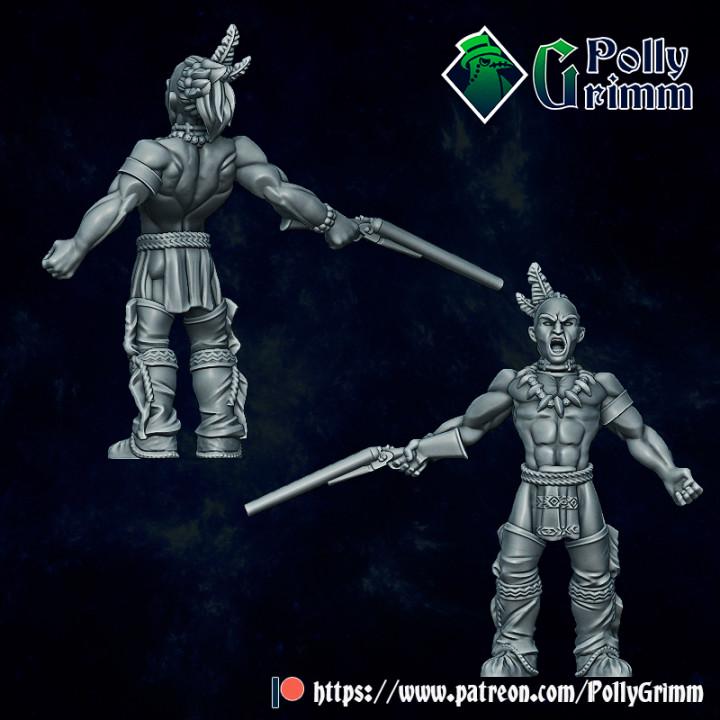 Wild west set. Native American Warriors Set 2 - Fantasy historic miniatures for tabletop games. 28mm / 32mm Resin Figures for RPG