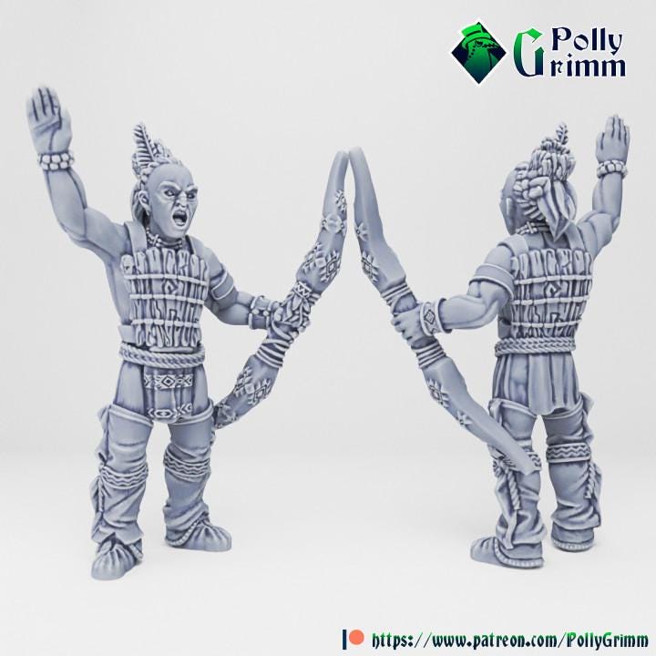 Wild west set. Native American Warriors Set 2 - Fantasy historic miniatures for tabletop games. 28mm / 32mm Resin Figures for RPG