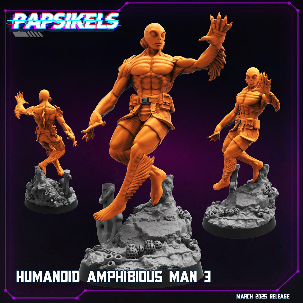 Cyberpunk, Humanoid Amphibious Man - Abe Sapien - Hellboy Fan Art, Papsikels, 32mm Mini