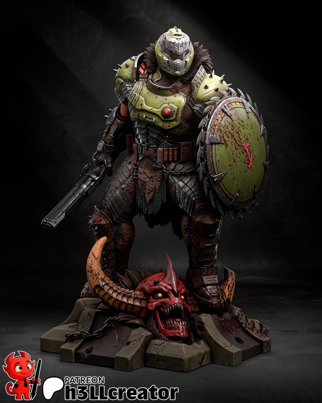 Doomguy Dark Ages Fan Art Miniature 1:12 Scale DIY Model Kit - Full Figurine or Bust