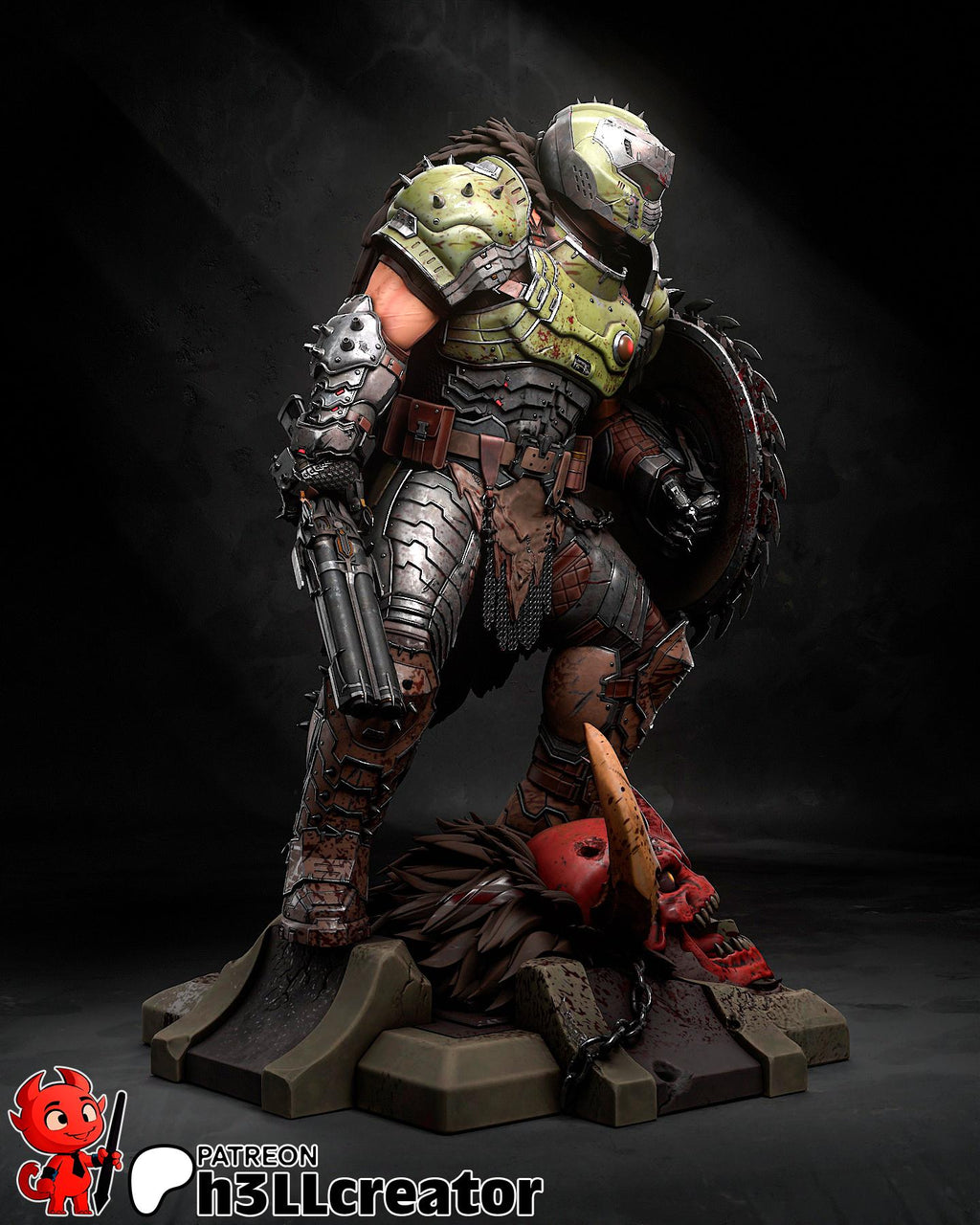 Doomguy Dark Ages Fan Art Miniature 1:12 Scale DIY Model Kit - Full Figurine or Bust