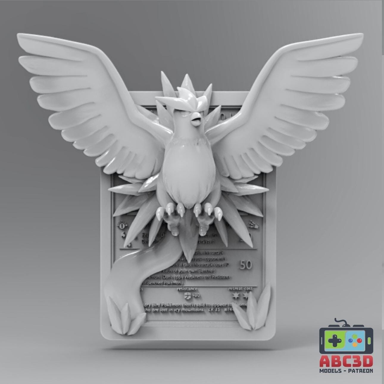 Articuno - 3D Printed Pokemon Card Wall Hanger | Fan Art | Pokemon TCG | Resin Model | ABC3D Models