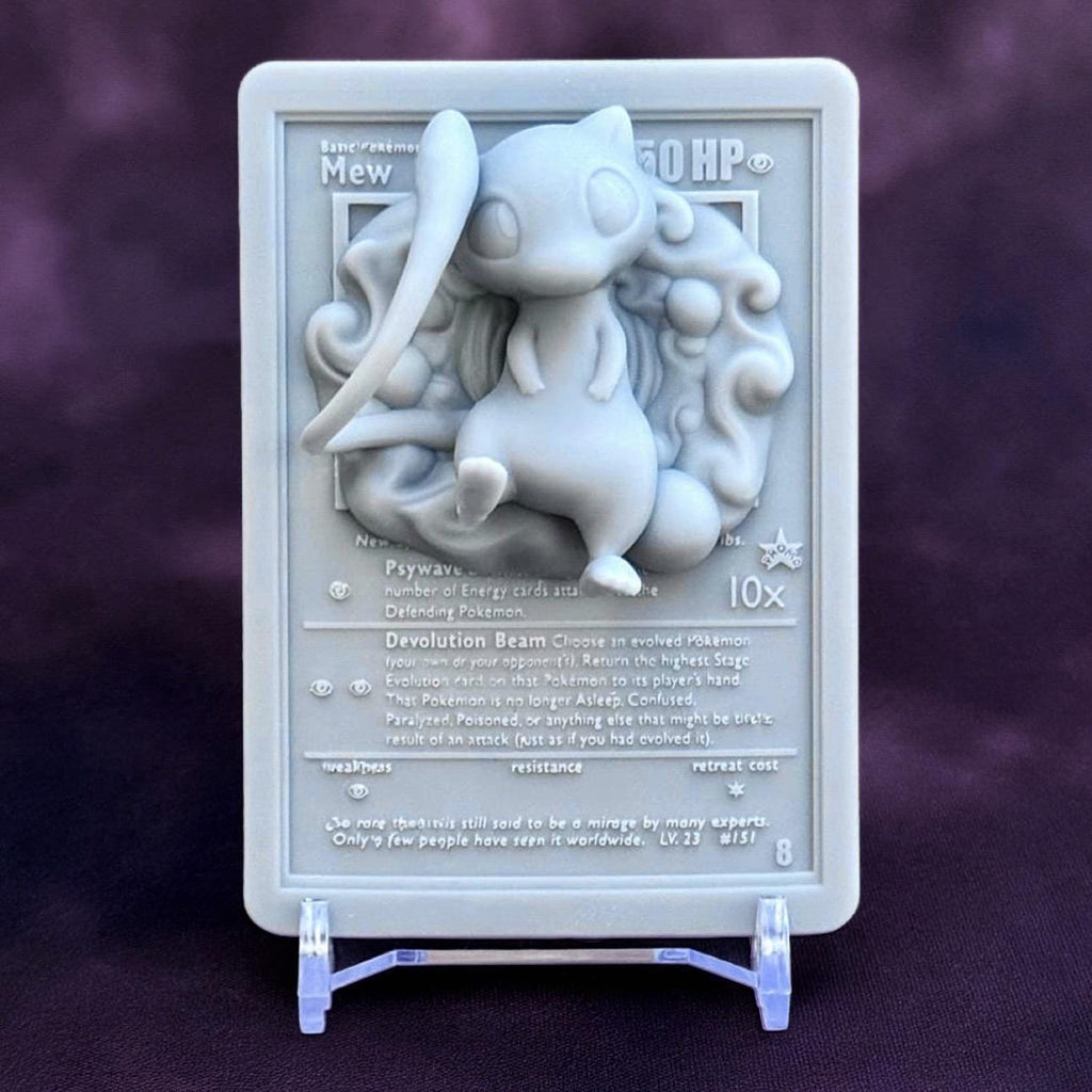 Mew - 3D Printed Pokemon Card Wall Hanger | Fan Art | Pokemon TCG | Resin Model | ABC3D Models