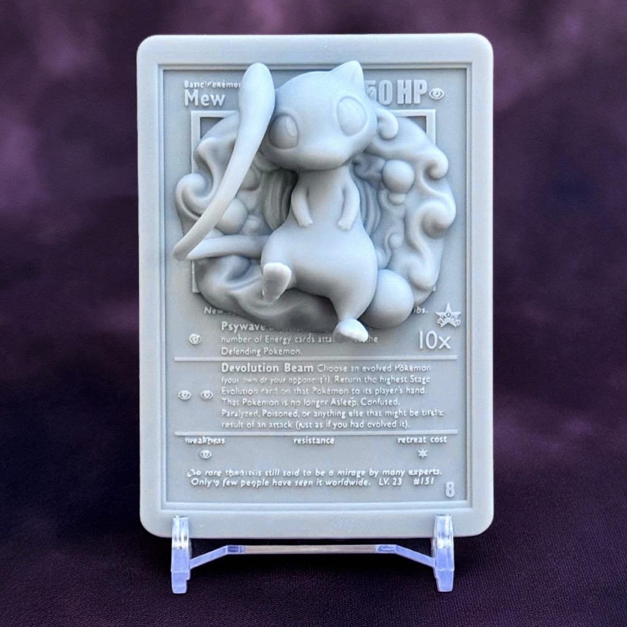Mew - 3D Printed Pokemon Card Wall Hanger | Fan Art | Pokemon TCG | Resin Model | ABC3D Models