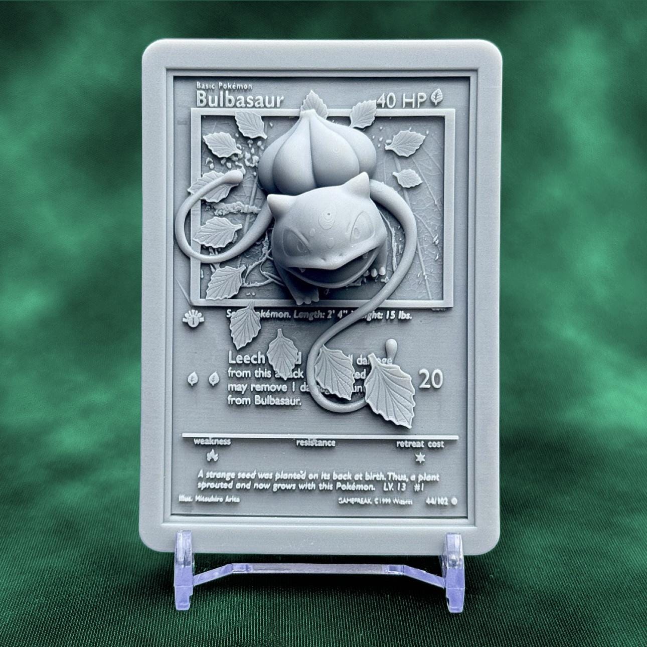 Bulbasaur - 3D Printed Pokemon Card Wall Hanger | Fan Art | Pokemon TCG | Resin Model | ABC3D Models
