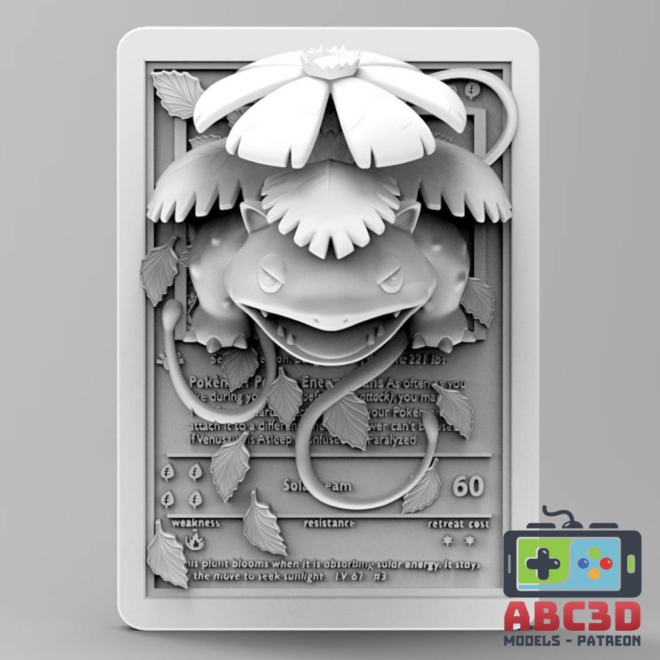 Venusaur - 3D Printed Pokemon Card Wall Hanger | Fan Art | Pokemon TCG | Resin Model | ABC3D Models