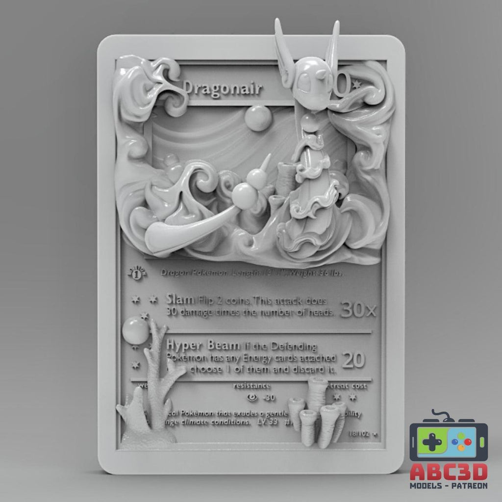 Dragonair - 3D Printed Pokemon Card Wall Hanger | Fan Art | Pokemon TCG | Resin Model | ABC3D Models