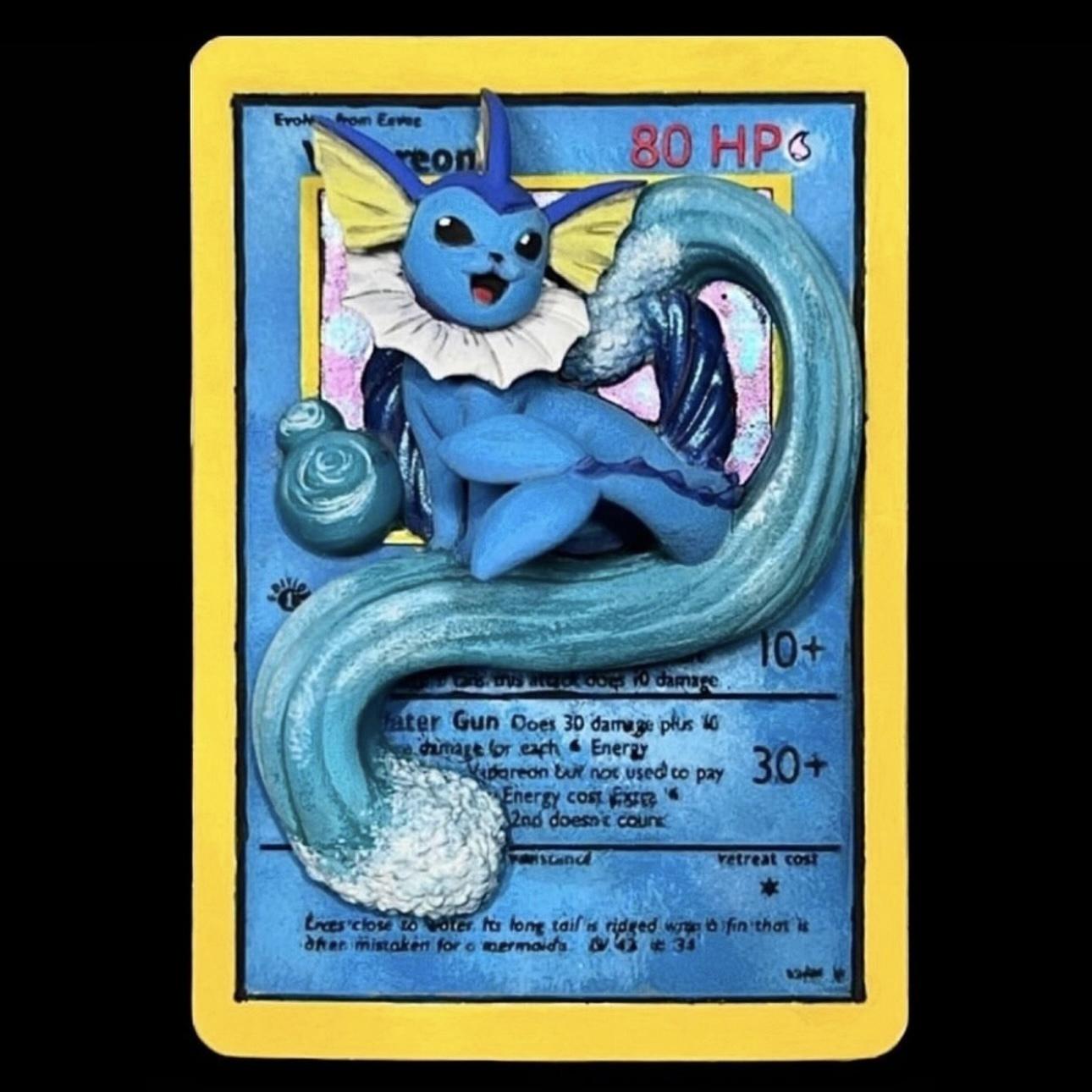 Vaporeon - 3D Printed Pokemon Card Wall Hanger | Fan Art | Pokemon TCG | Resin Model | ABC3D Models