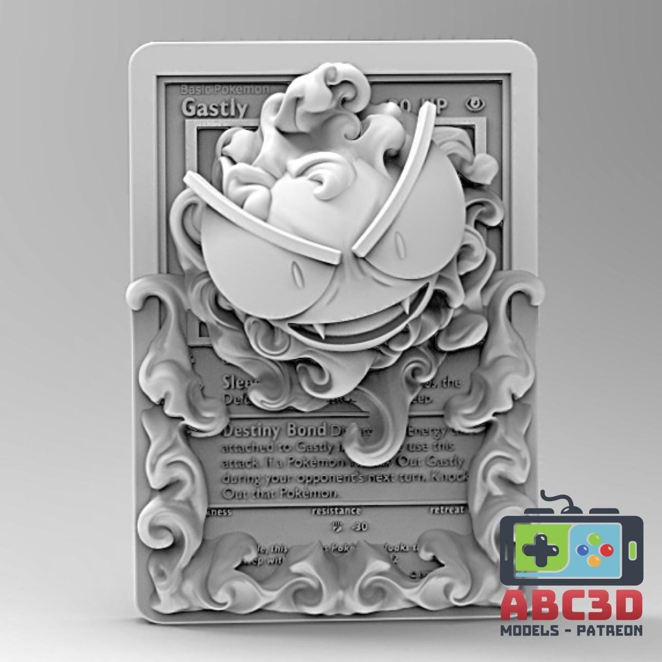 Gastly - 3D Printed Pokemon Card Wall Hanger | Fan Art | Pokemon TCG | Resin Model | ABC3D Models
