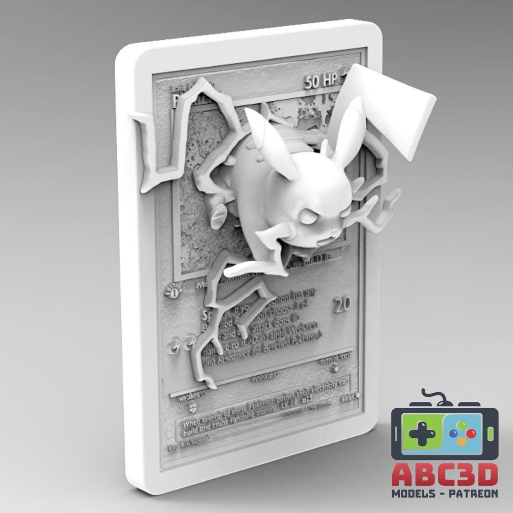 Pikachu - 3D Printed Pokemon Card Wall Hanger | Fan Art | Pokemon TCG | Resin Model | ABC3D Models