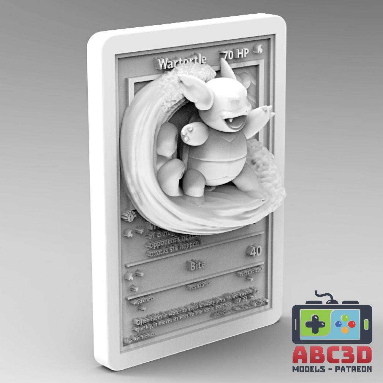 Wartortle - 3D Printed Pokemon Card Wall Hanger | Fan Art | Pokemon TCG | Resin Model | ABC3D Models