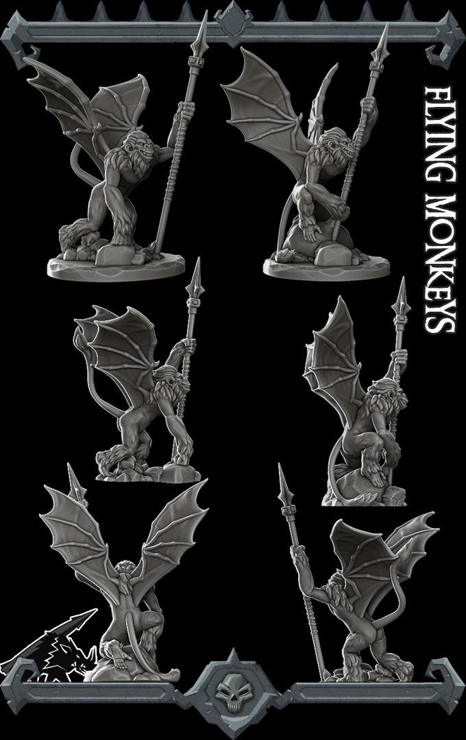 Flying Monkeys - Set of 2 | Bonus | Rocket Pig Games | Miniatures for tabletop games. 28mm to 32mm Resin for RPG, D&D, Dungeons and Dragons
