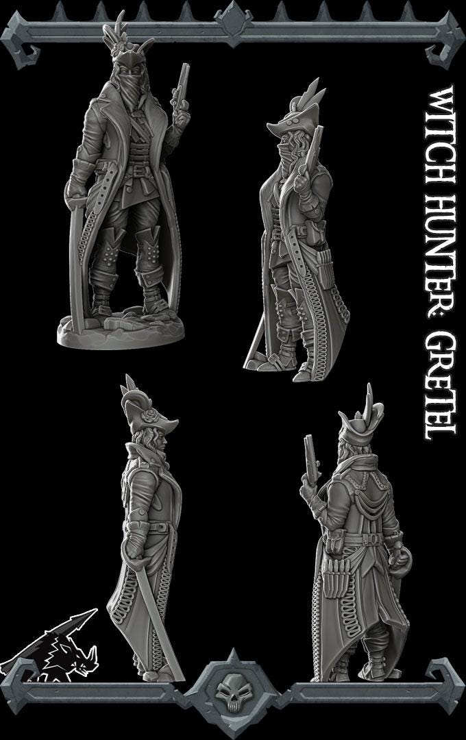 Witch Hunter Gretel | Bonus | Rocket Pig Games | Miniatures for tabletop games. 28mm to 32mm Resin for RPG, D&D, Dungeons and Dragons