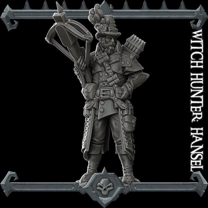Witch Hunter Hansel | Bonus | Rocket Pig Games | Miniatures for tabletop games. 28mm to 32mm Resin for RPG, D&D, Dungeons and Dragons