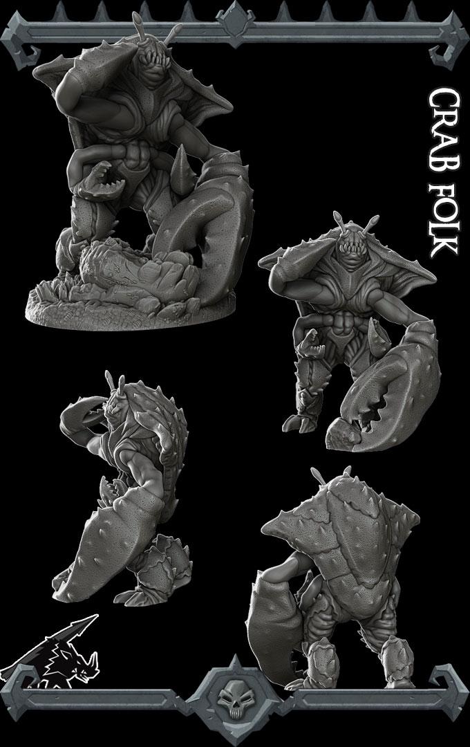 Crab Folk | Bonus | Rocket Pig Games | Miniatures for tabletop games. 28mm to 32mm Resin for RPG, D&D, TTRPG