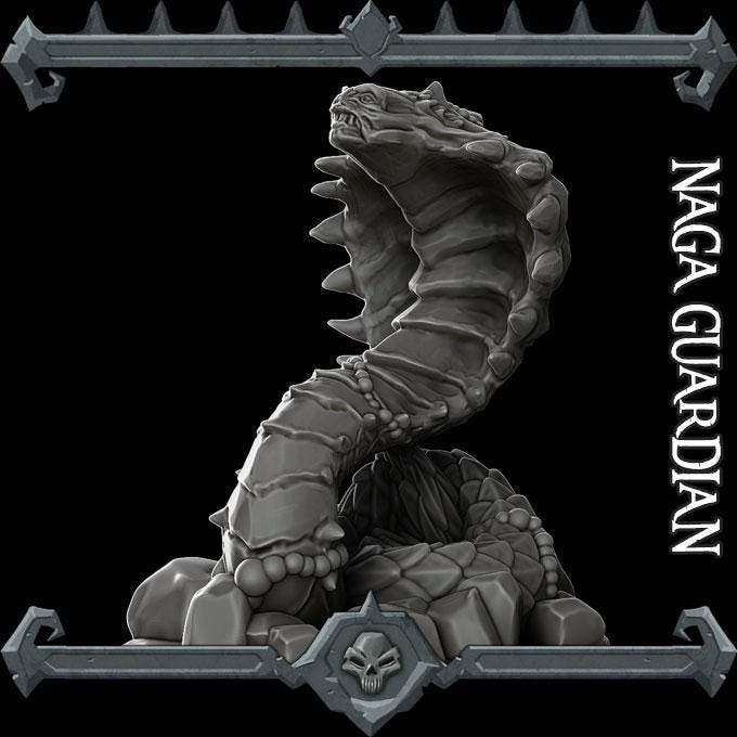 Naga Guardian | Bonus | Rocket Pig Games | Miniatures for tabletop games. 28mm to 32mm Resin for RPG, D&D, Dungeons and Dragons