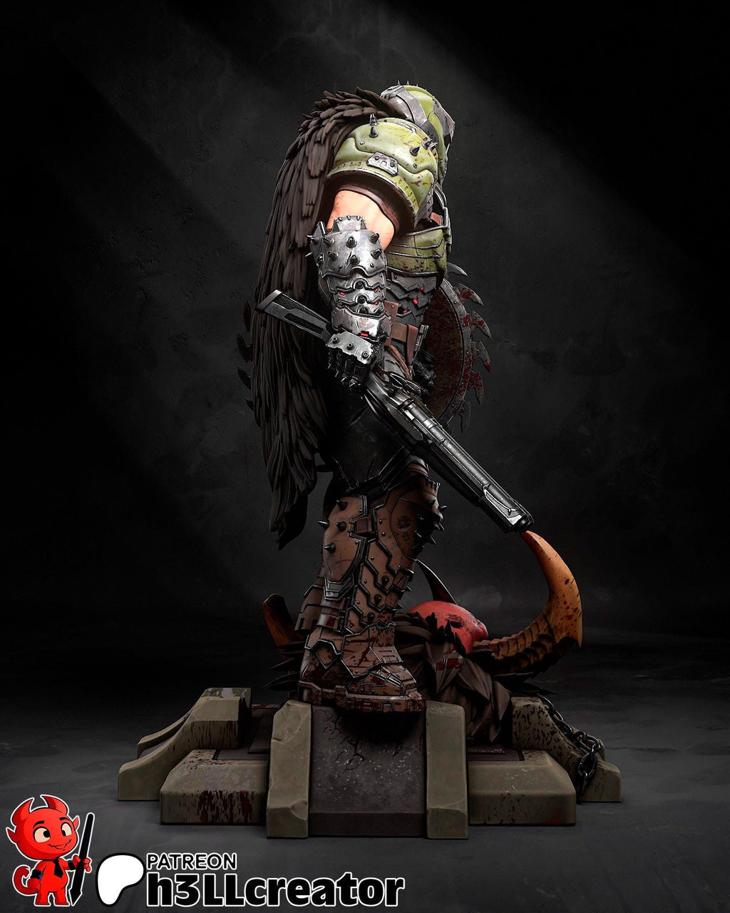 Doomguy Dark Ages Fan Art Miniature 1:12 Scale DIY Model Kit - Full Figurine or Bust