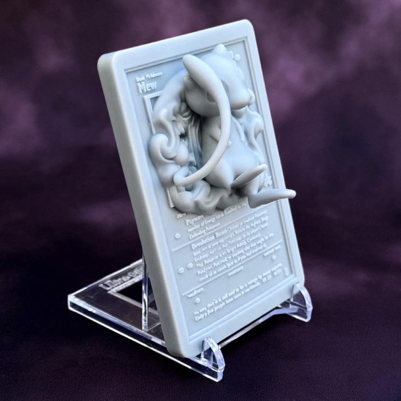 Mew - 3D Printed Pokemon Card Wall Hanger | Fan Art | Pokemon TCG | Resin Model | ABC3D Models