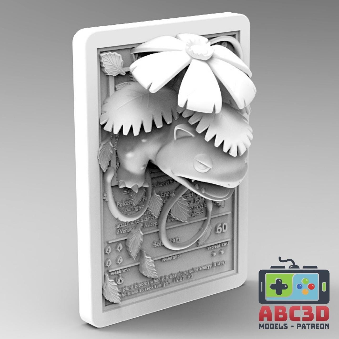 Venusaur - 3D Printed Pokemon Card Wall Hanger | Fan Art | Pokemon TCG | Resin Model | ABC3D Models