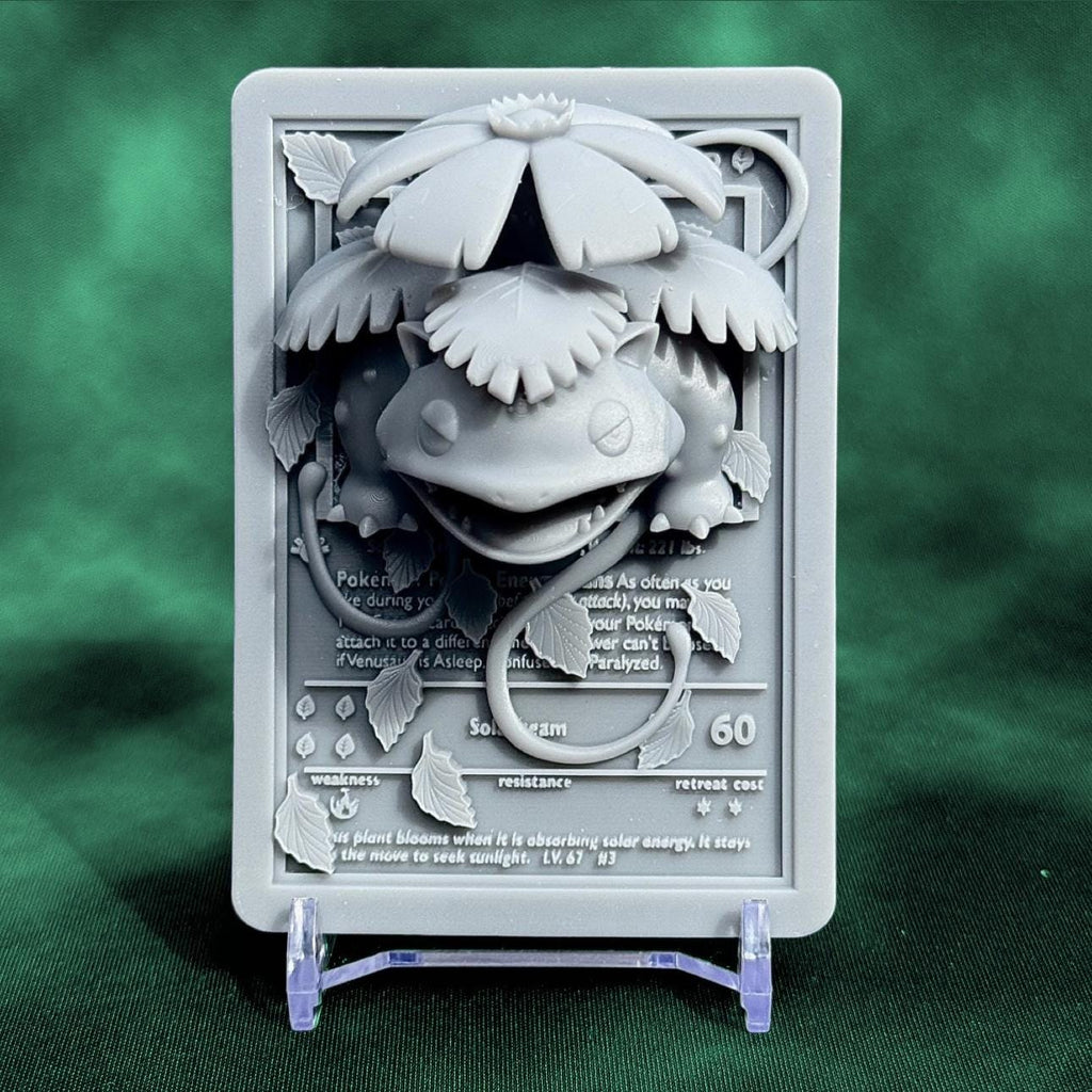 Venusaur - 3D Printed Pokemon Card Wall Hanger | Fan Art | Pokemon TCG | Resin Model | ABC3D Models