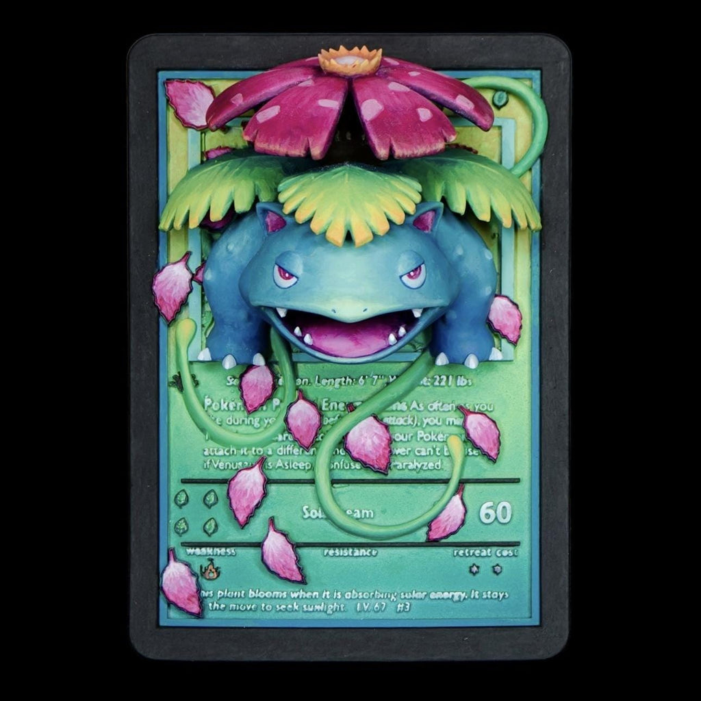 Venusaur - 3D Printed Pokemon Card Wall Hanger | Fan Art | Pokemon TCG | Resin Model | ABC3D Models