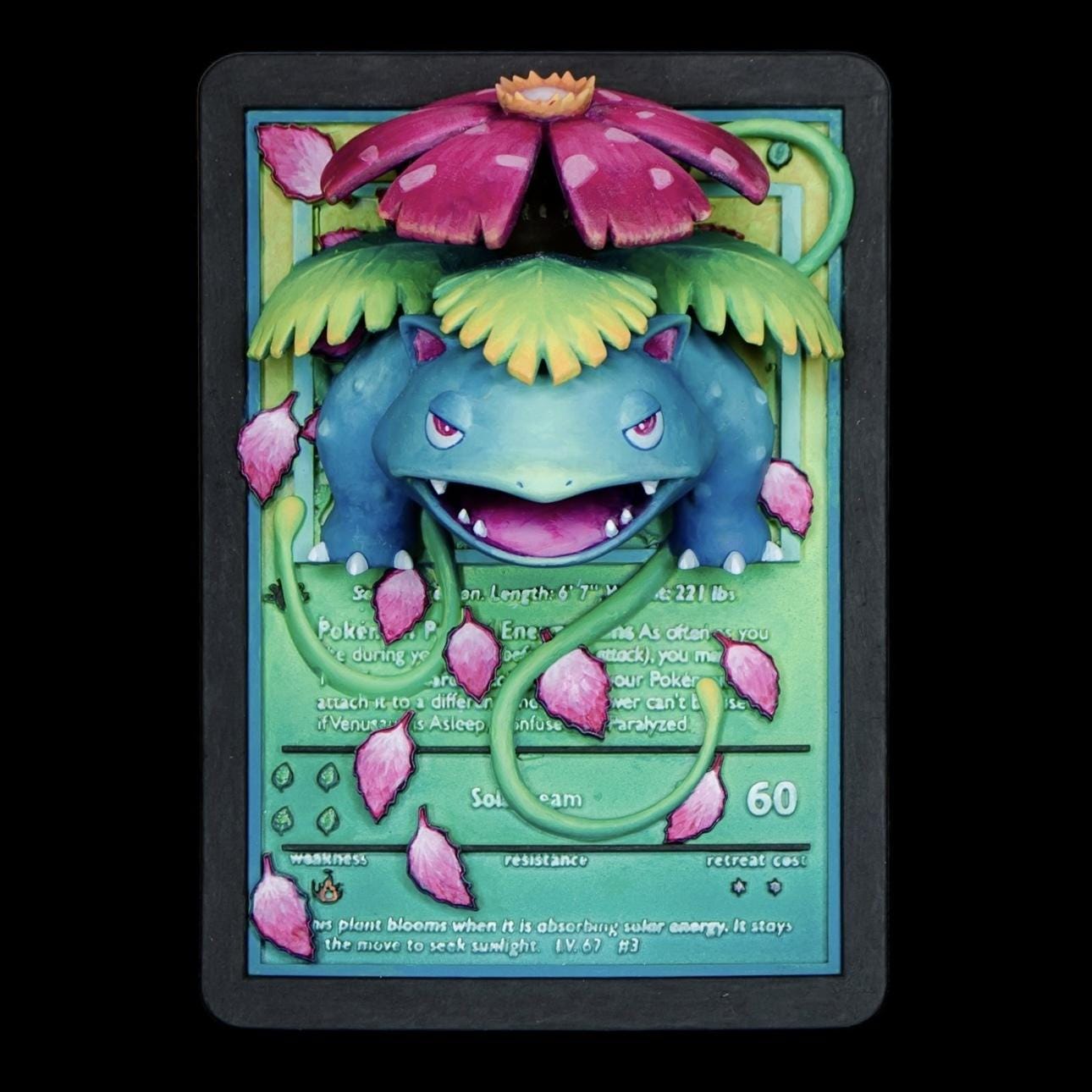 Venusaur - 3D Printed Pokemon Card Wall Hanger | Fan Art | Pokemon TCG | Resin Model | ABC3D Models