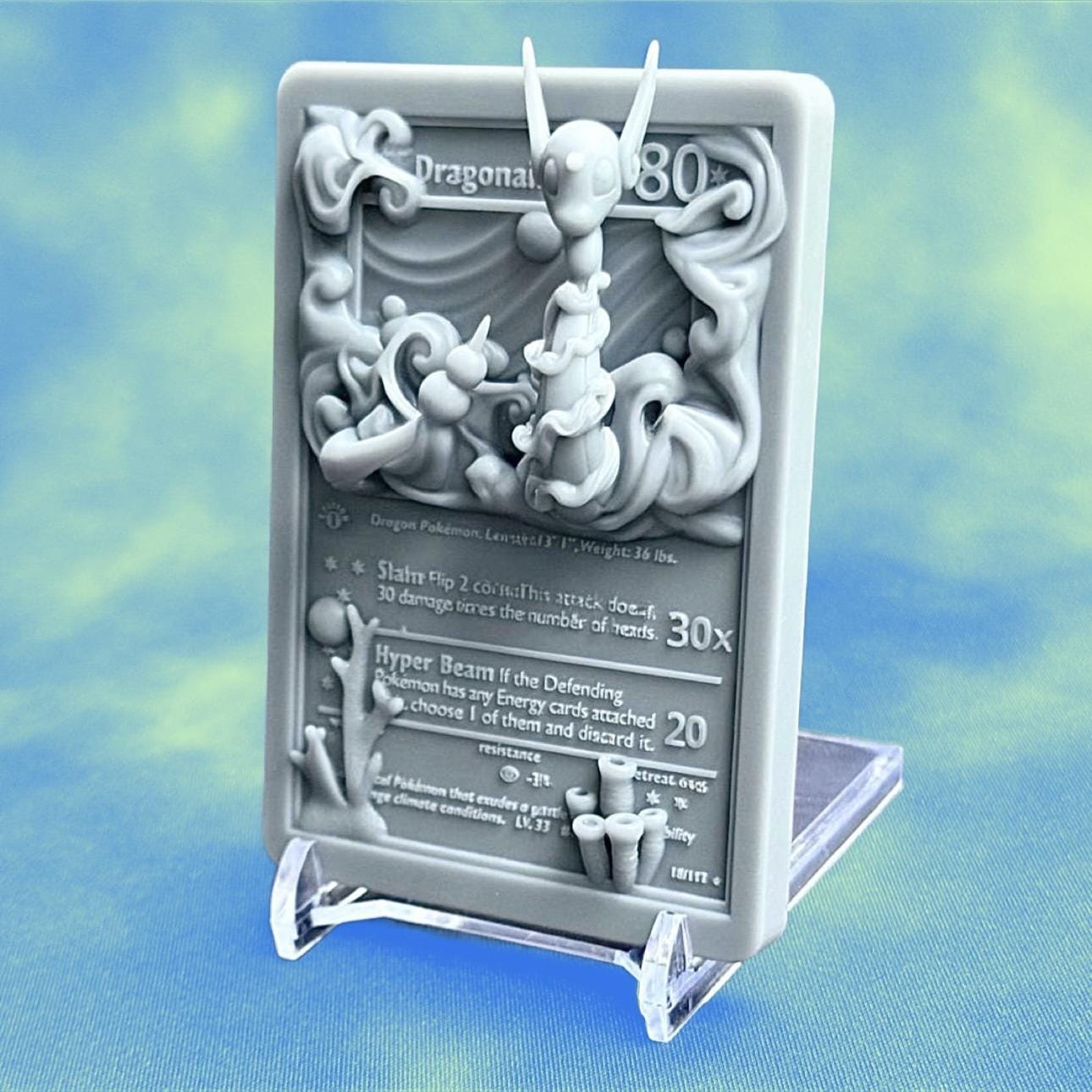 Dragonair - 3D Printed Pokemon Card Wall Hanger | Fan Art | Pokemon TCG | Resin Model | ABC3D Models
