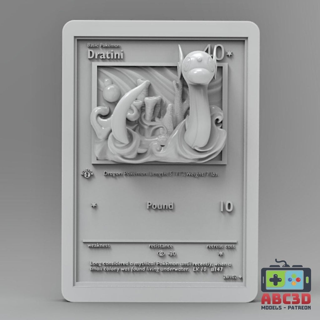Dratini - 3D Printed Pokemon Card Wall Hanger | Fan Art | Pokemon TCG | Resin Model | ABC3D Models