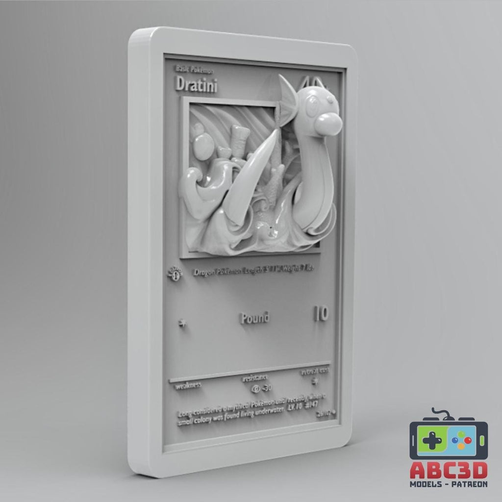 Dratini - 3D Printed Pokemon Card Wall Hanger | Fan Art | Pokemon TCG | Resin Model | ABC3D Models